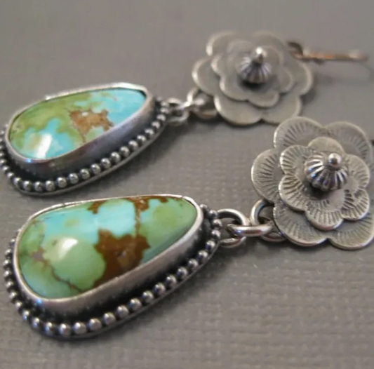 Vintage Old Turquoise Stone Earrings
