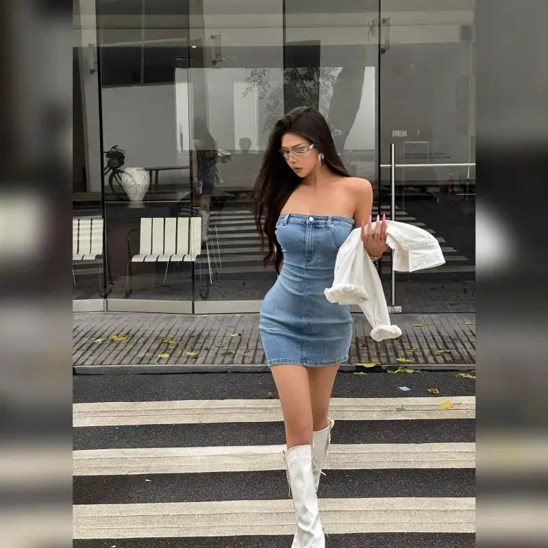 Fashionable elegance Denim Vintage Dresses