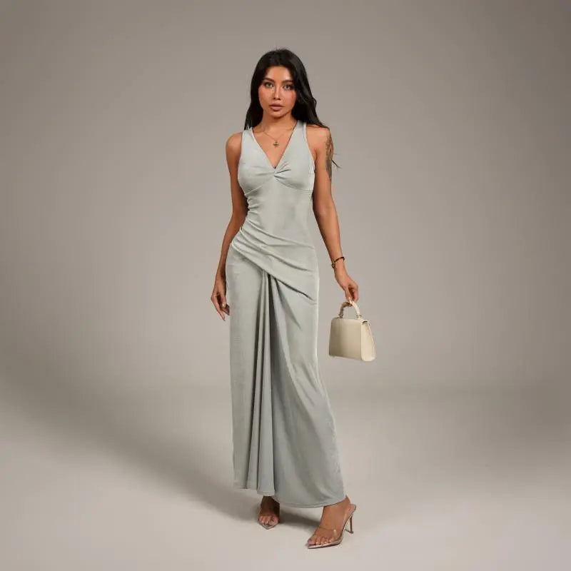 Sea Salt Elegance Slim-Fit Long Dresses