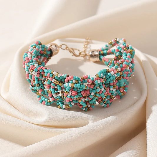 Retro Ethnic Style Rice Grain Bead Bracelet