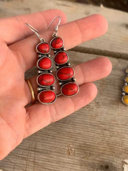 Vintage red turquoise earrings