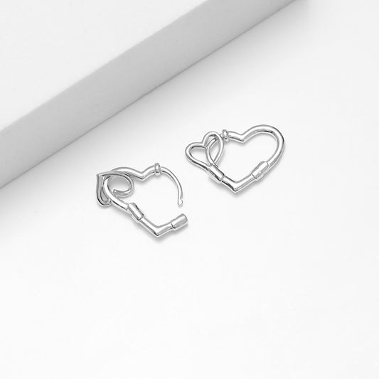 Silver Vintage Heart Earrings