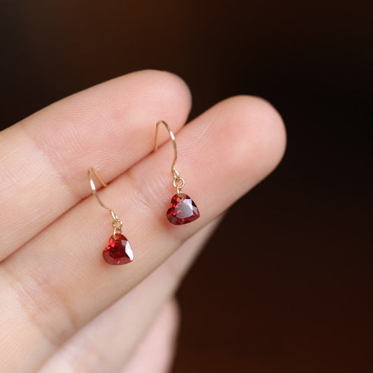 Heart-shaped gemstone earrings