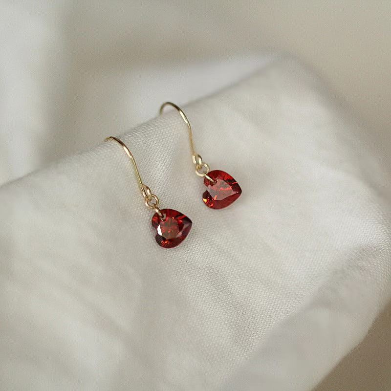 Heart-shaped gemstone earrings
