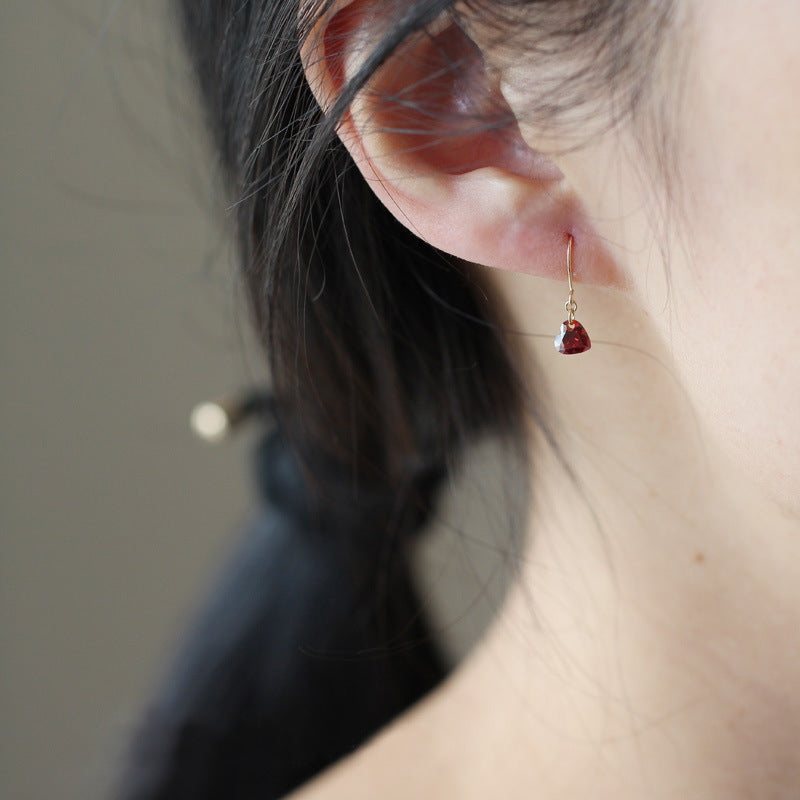 Heart-shaped gemstone earrings