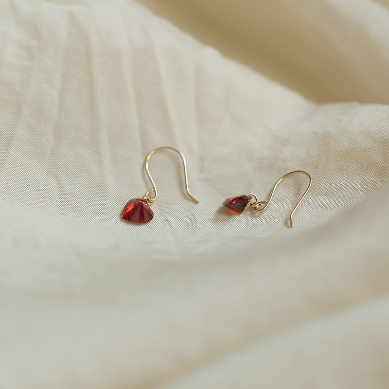 Heart-shaped gemstone earrings
