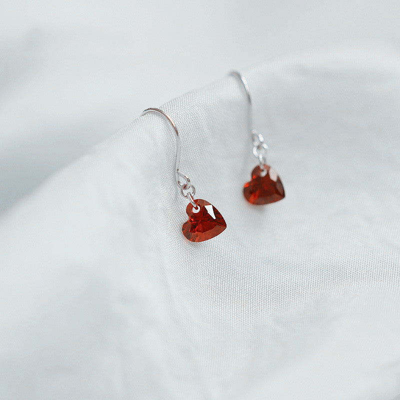 Heart-shaped gemstone earrings