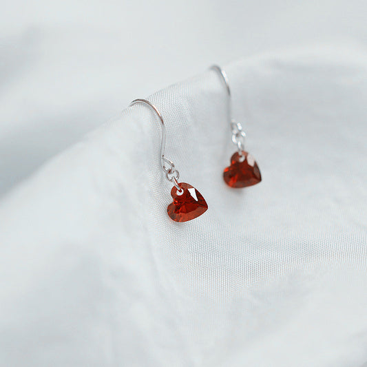 Heart-shaped gemstone earrings