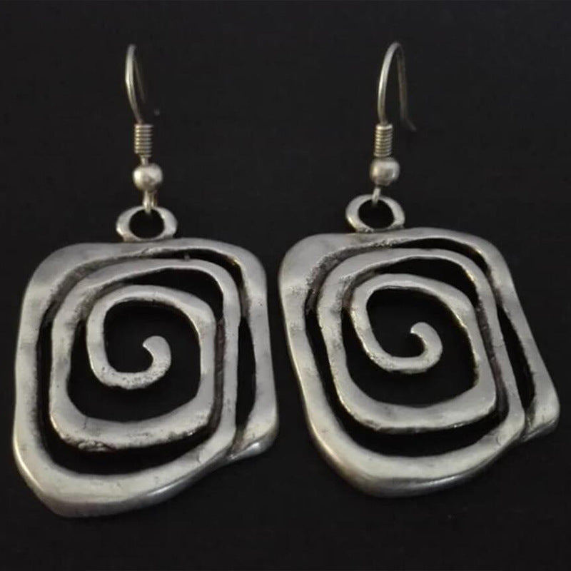 Spiral Boho Earrings in Silver