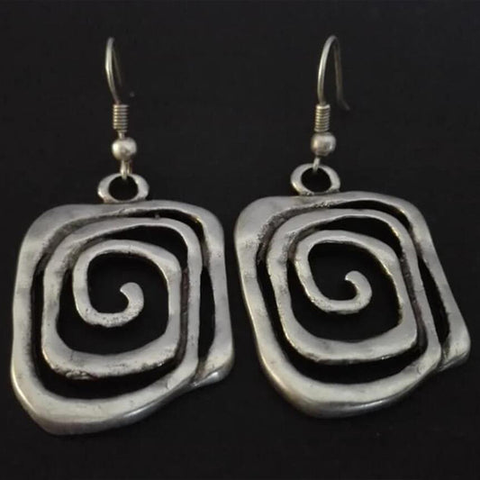 Spiral Boho Earrings in Silver
