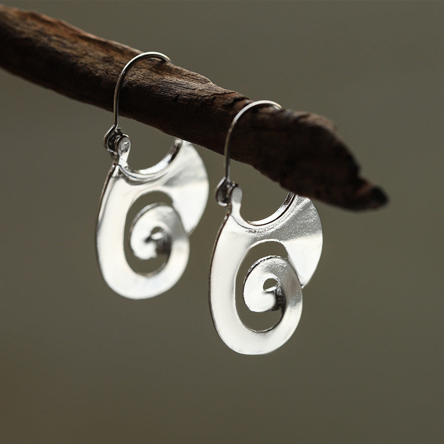 Vintage Irregular Form Silver Earrings