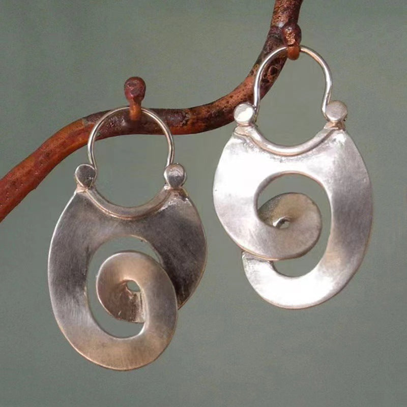 Vintage Irregular Form Silver Earrings