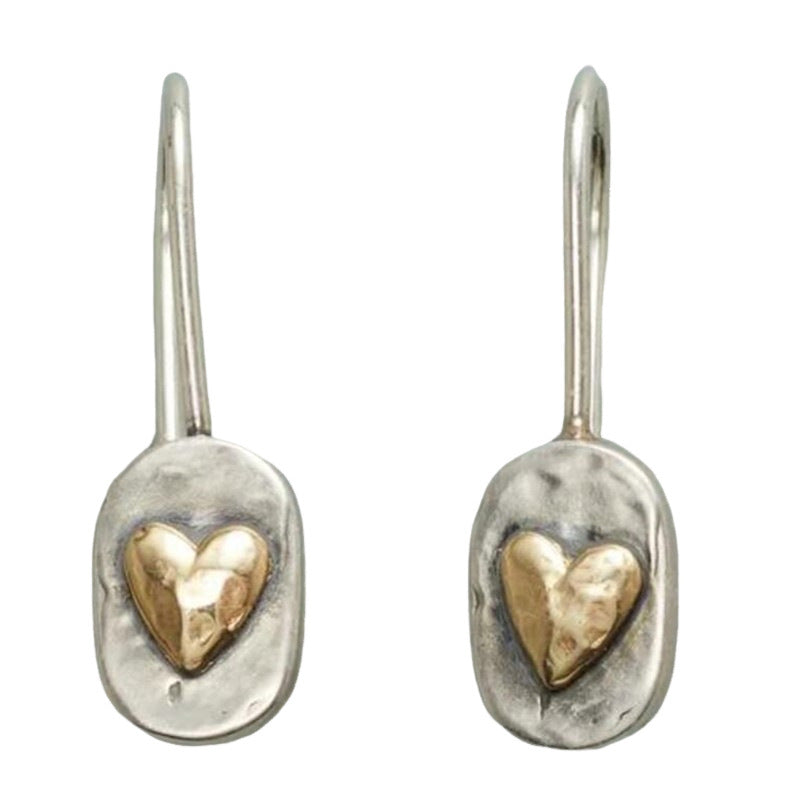 Vintage Gold Inlaid Heart Earrings