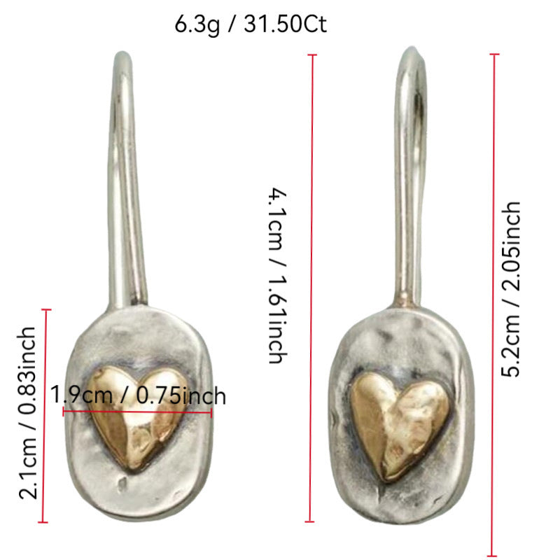 Vintage Gold Inlaid Heart Earrings