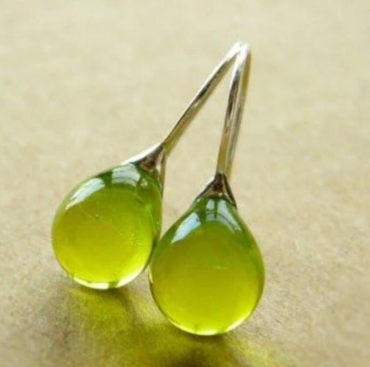Vintage Olive Glass Earrings