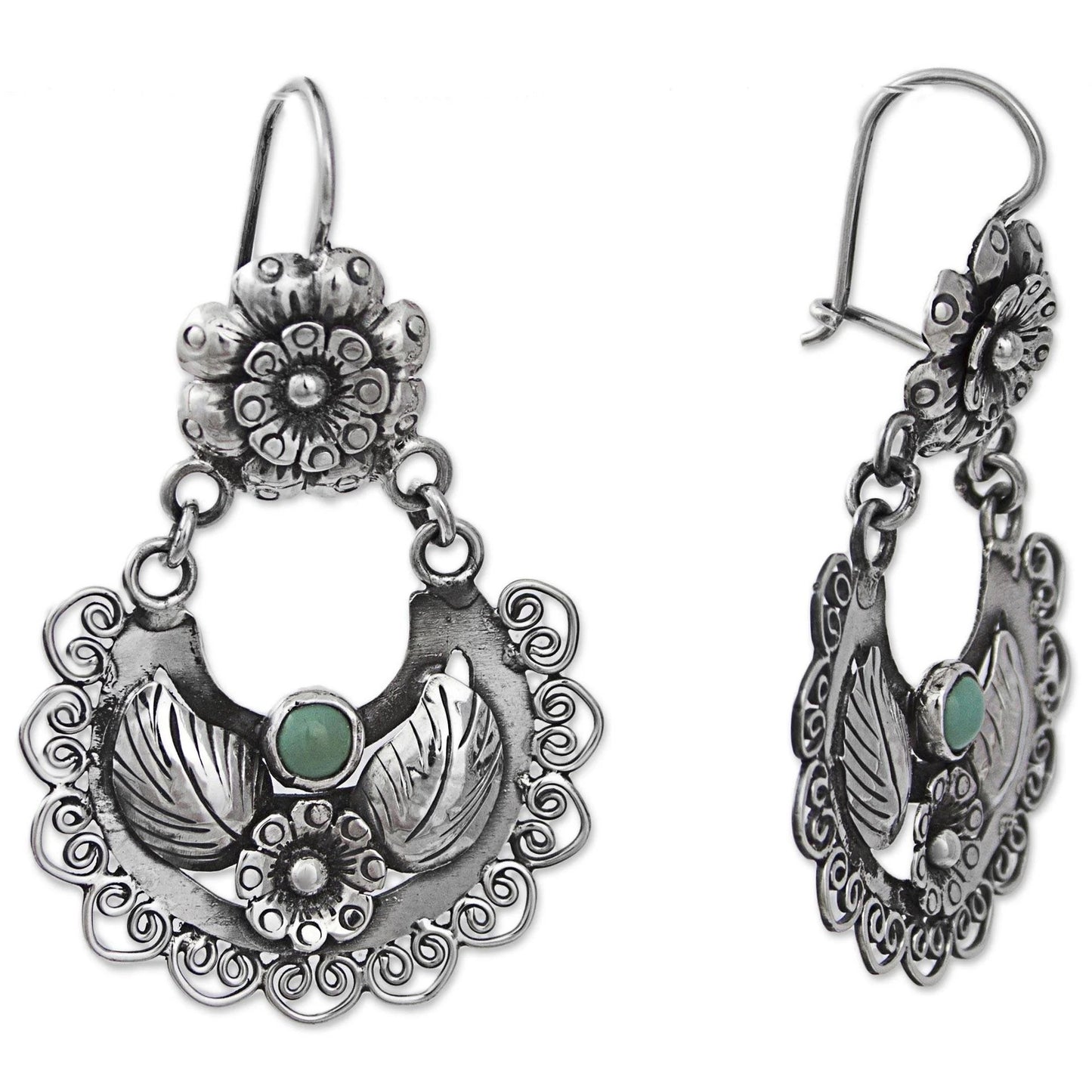 Vintage Silver Flower Dangling Earrings