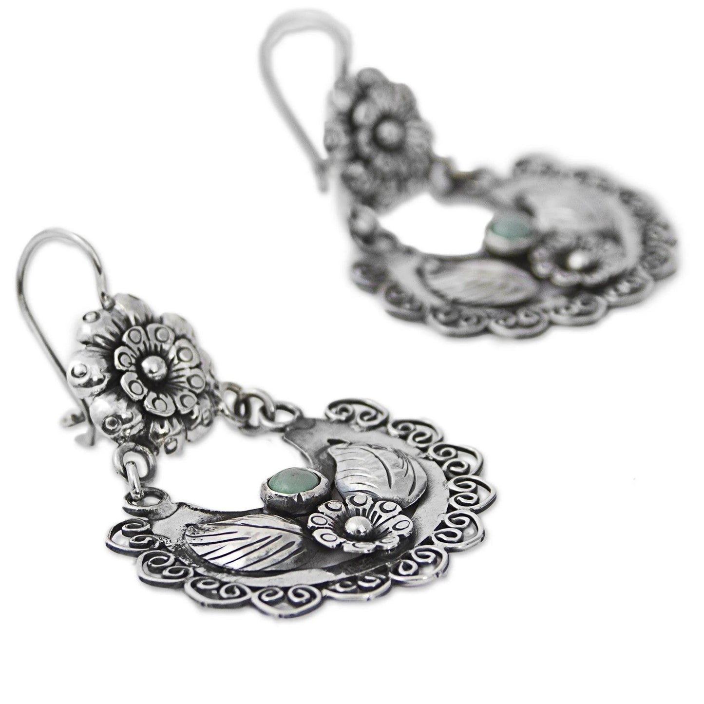 Vintage Silver Flower Dangling Earrings