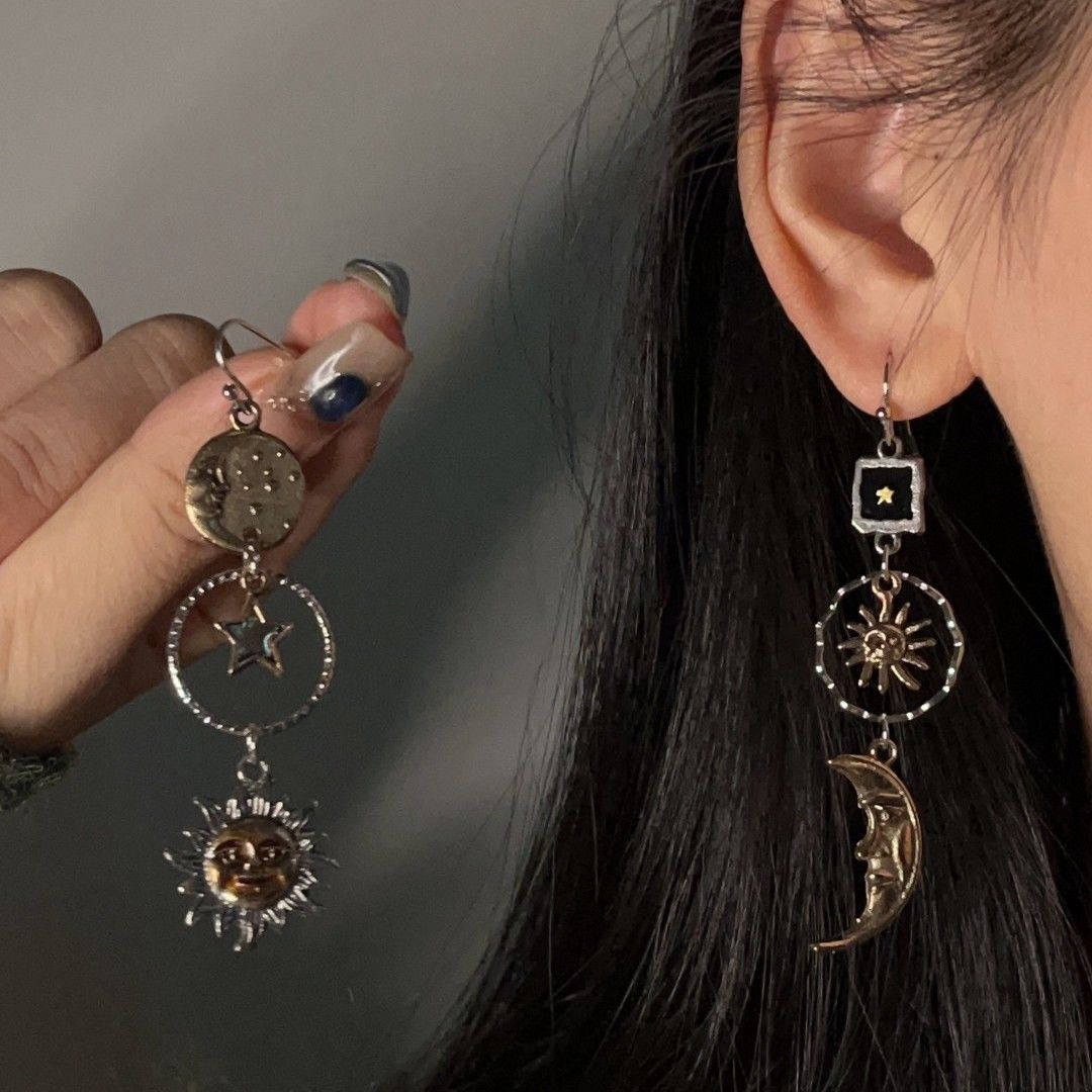 Sun-Moon Pendant Earrings