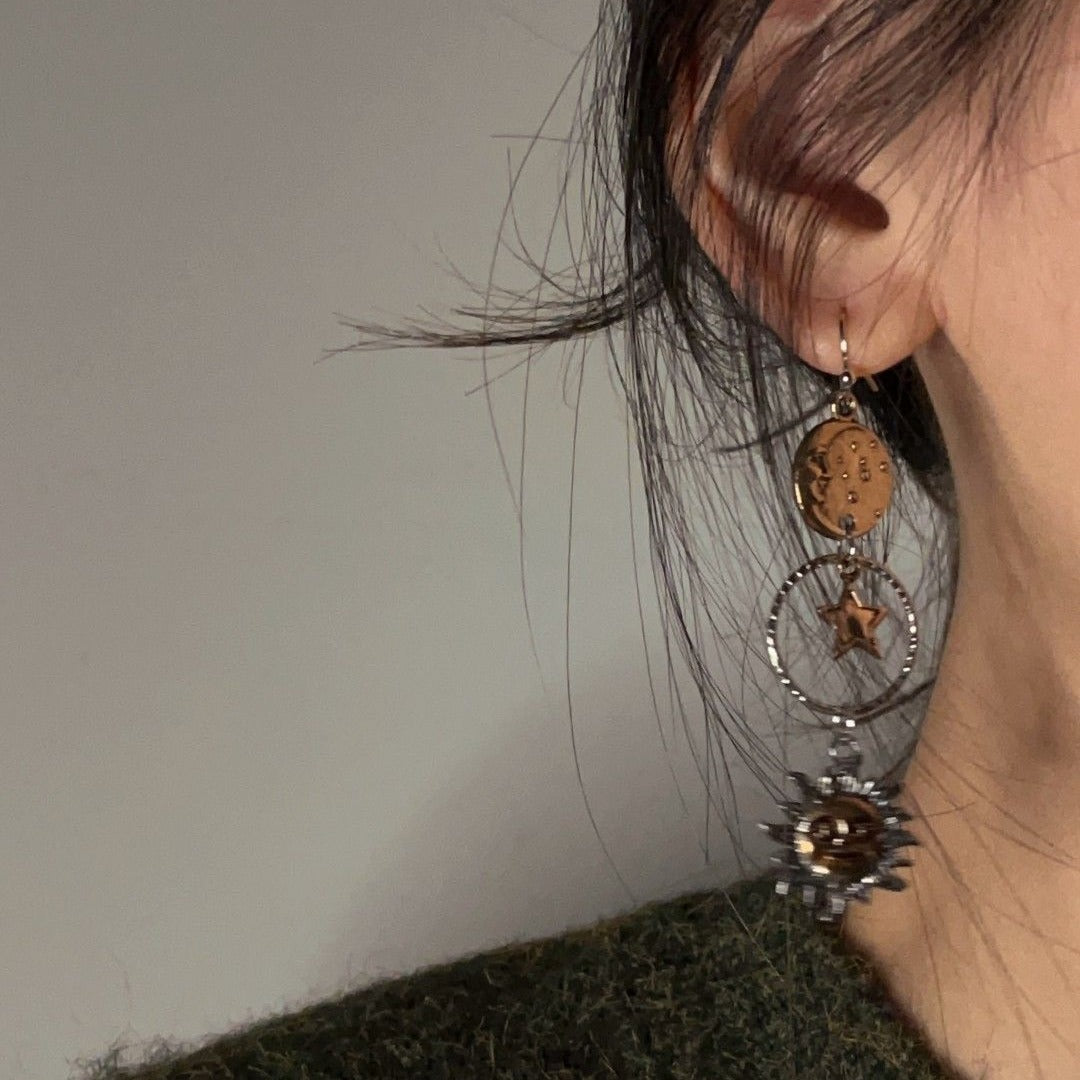 Sun-Moon Pendant Earrings