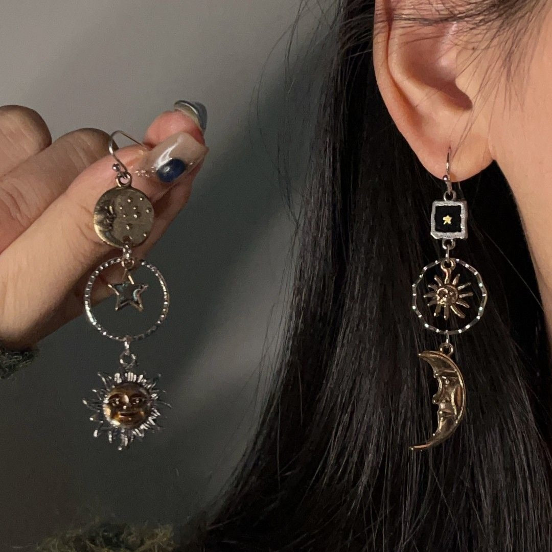 Sun-Moon Pendant Earrings