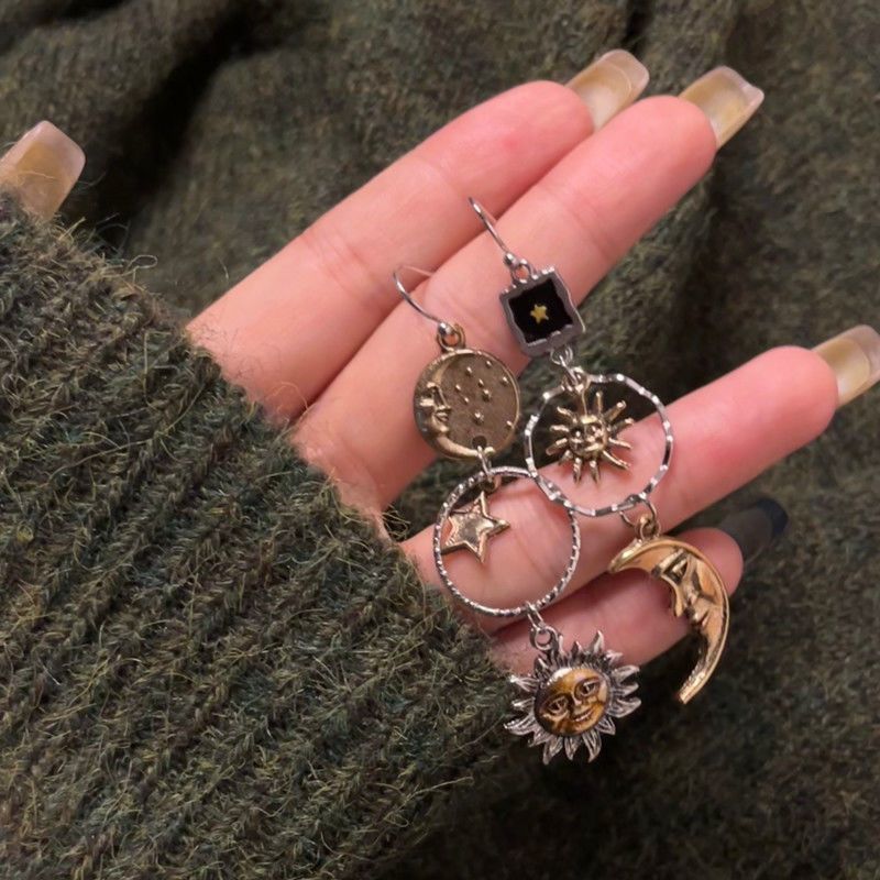 Sun-Moon Pendant Earrings