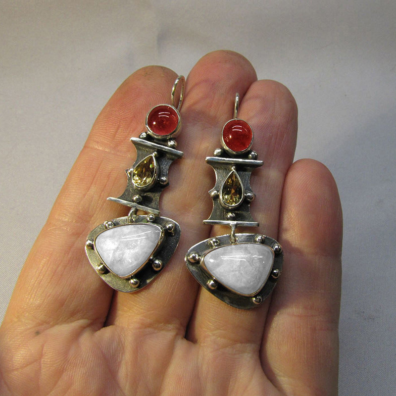 Vintage Water Drop Blue Zircon Earrings