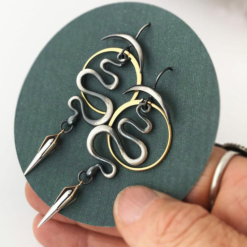 Irregular Geometric Spiral Earrings Serpentine
