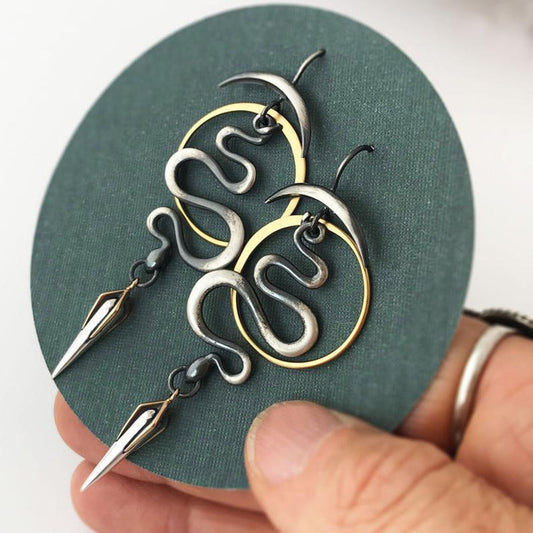 Irregular Geometric Spiral Earrings Serpentine