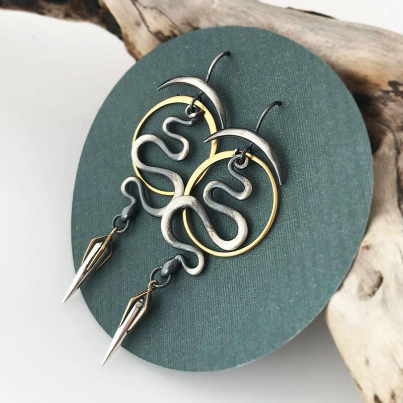 Irregular Geometric Spiral Earrings Serpentine