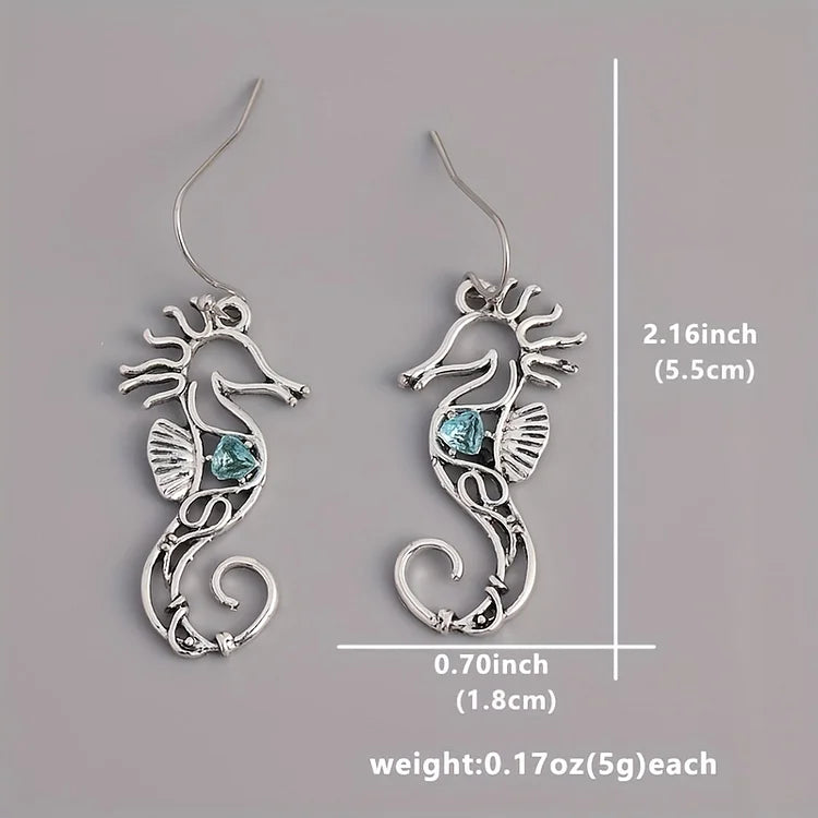 Vintage Seahorse Sapphire Earrings
