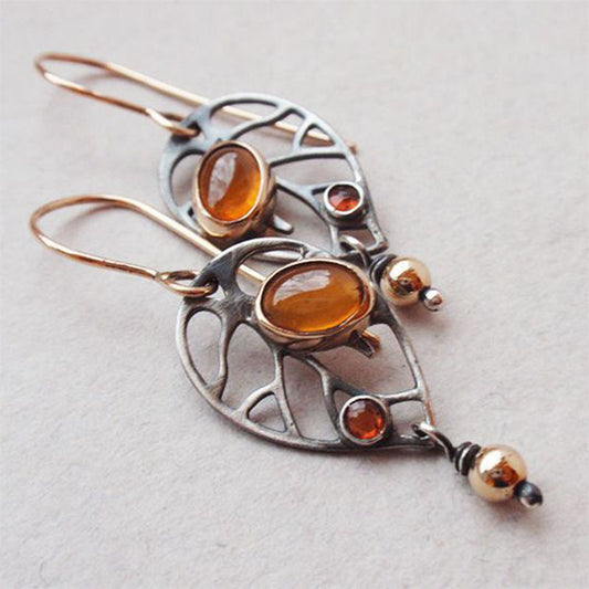 Vintage Orange Crystal Earrings