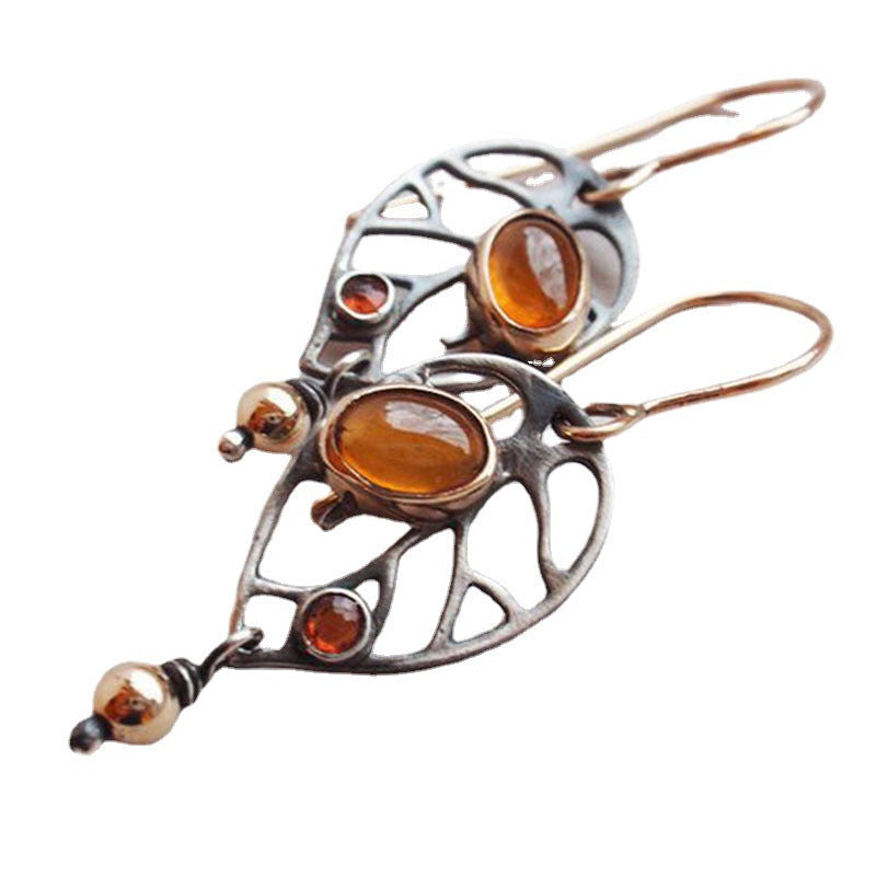 Vintage Orange Crystal Earrings