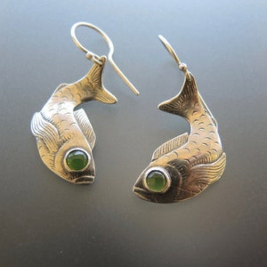 Vintage Silver Koi Earrings