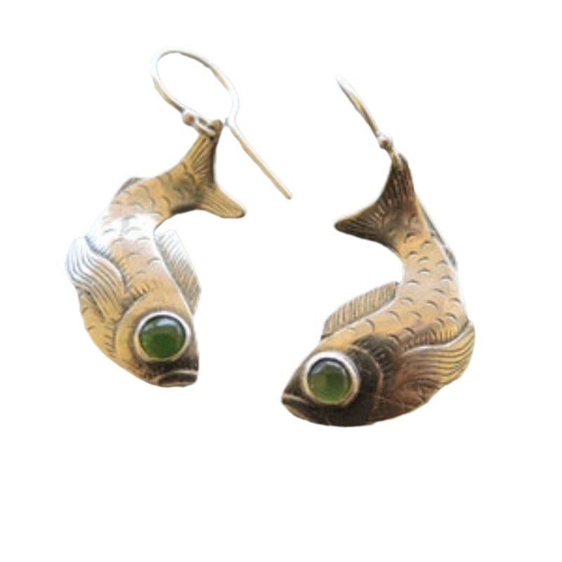 Vintage Silver Koi Earrings