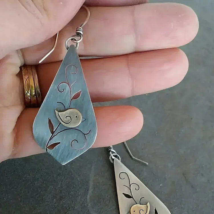 Vintage Minimalist Style Bird Pattern Earrings