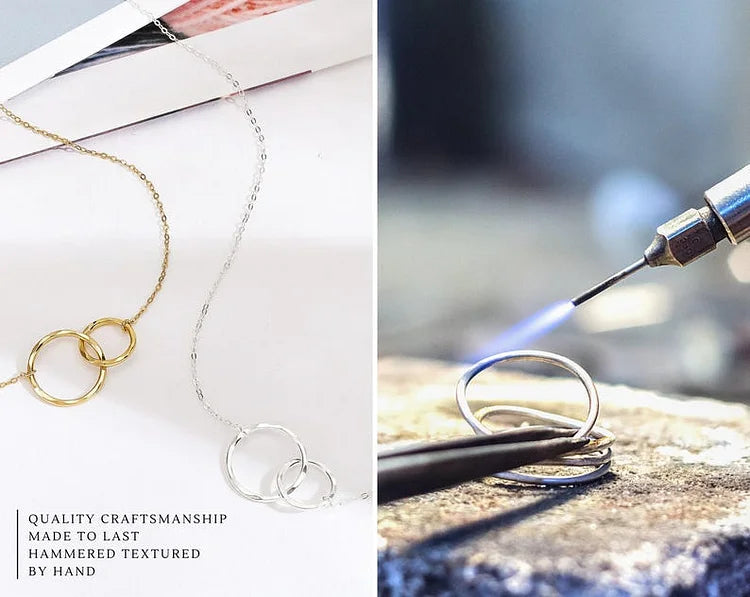 Retro Minimalist Double-Ring Necklace with Collarbone Chain