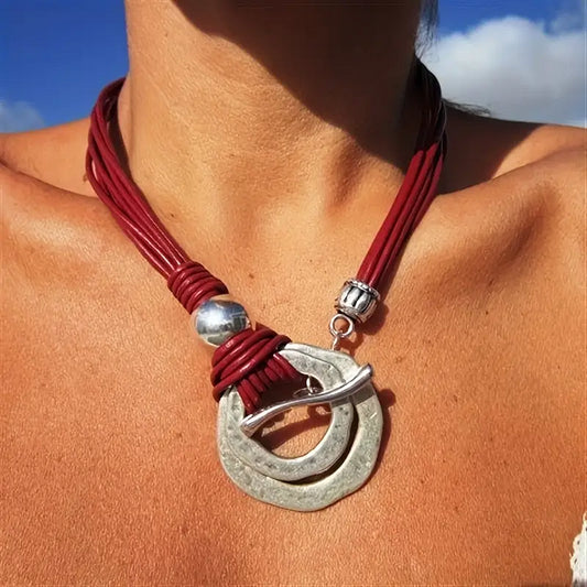 Vintage Bohemian Silver Color Double Layer Necklace