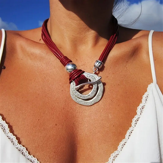 Vintage Bohemian Silver Color Double Layer Necklace