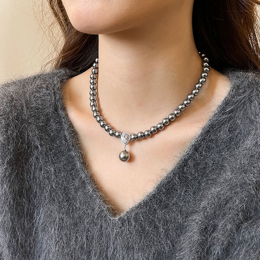 Zircon Water Droplet Pearl Necklace