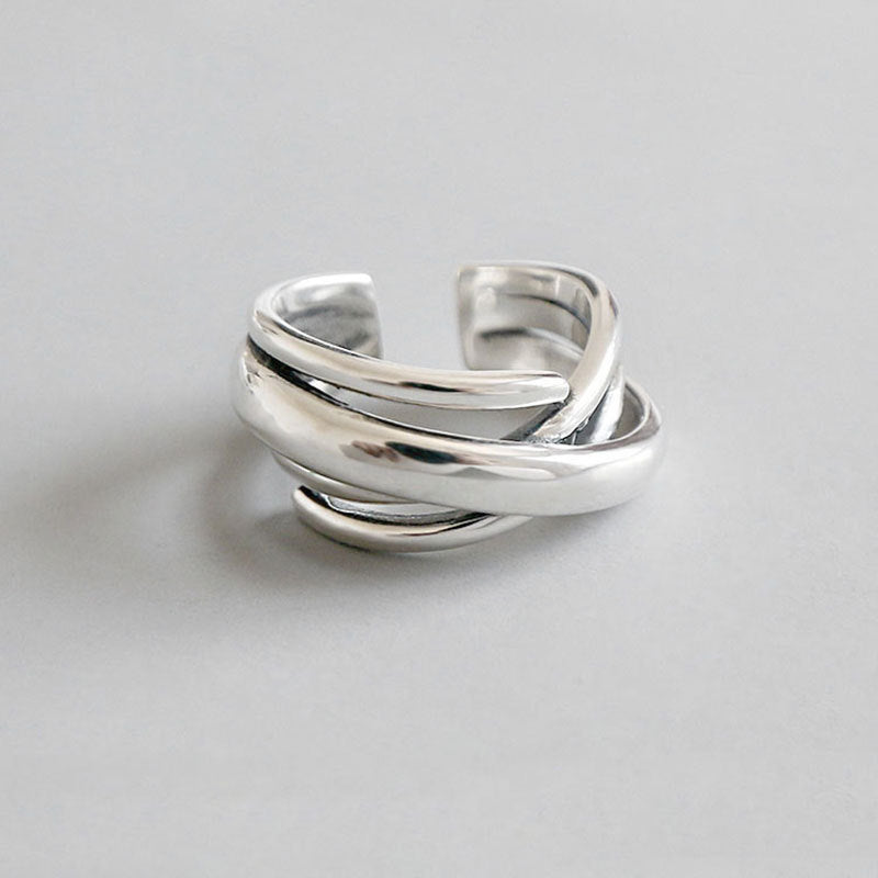 Index Finger Ring Vintage Silver-Plated Multi-Layer Twisted Open-Style Ring