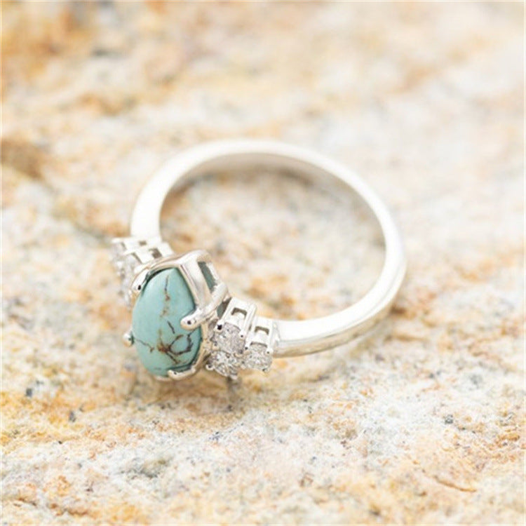 3pcs/Set Multilayered Hollow Turquoise Rings