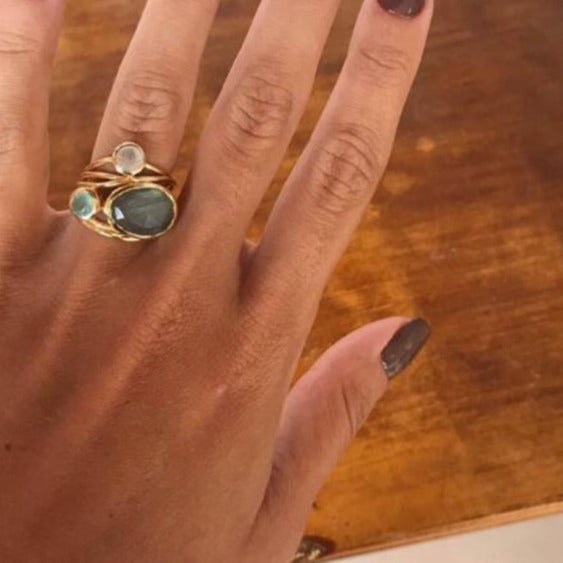Vintage Inlaid Blue Moonstone Ring