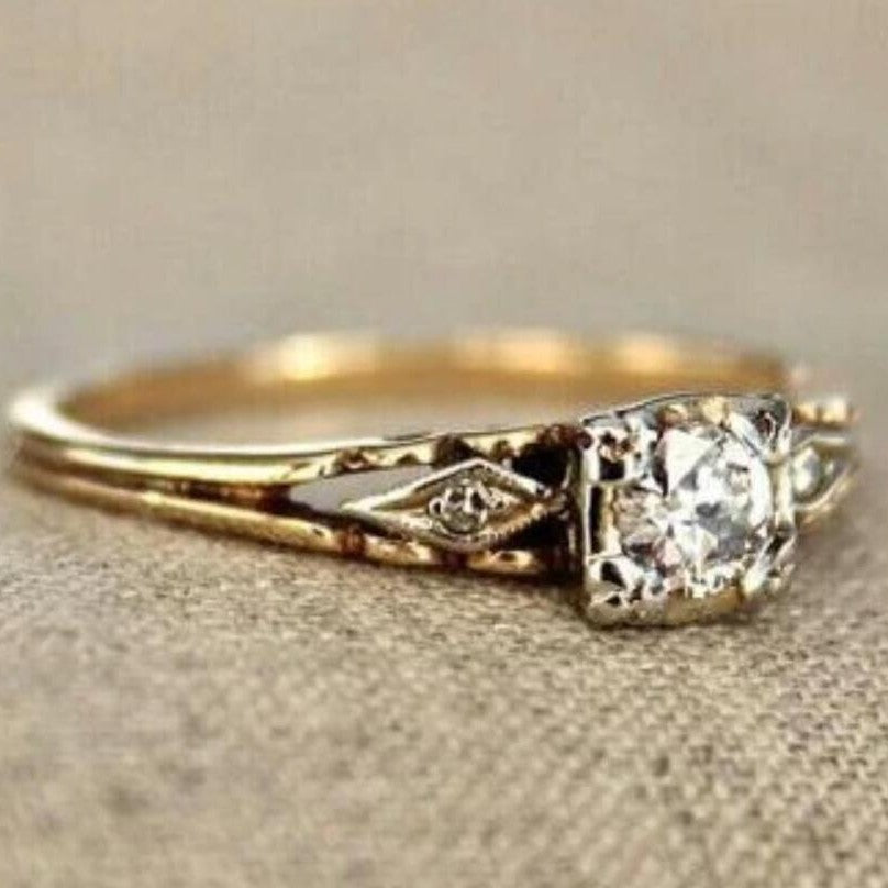 Vintage Zirconia Fine Gold Ring