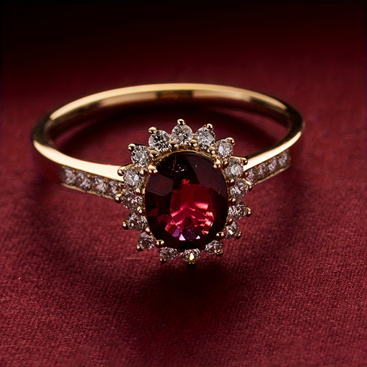 Vintage Red Crystal Gold Ring