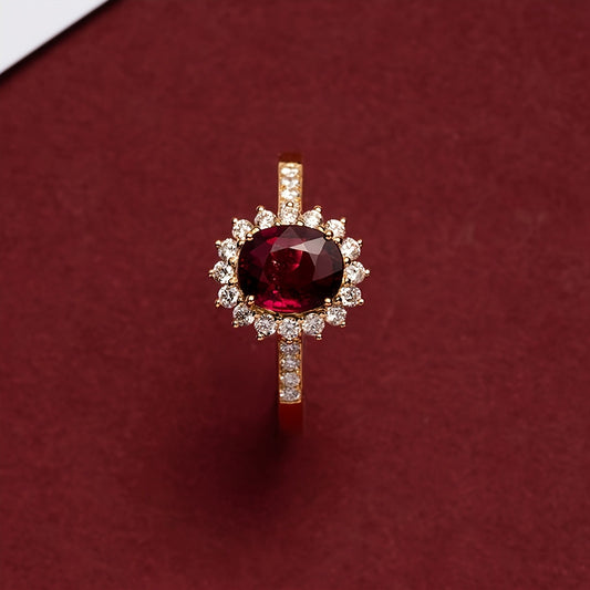 Vintage Red Crystal Gold Ring