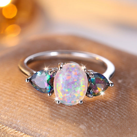 Boho White Opal Ring