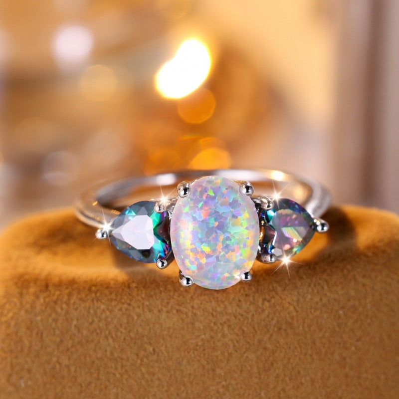 Boho White Opal Ring