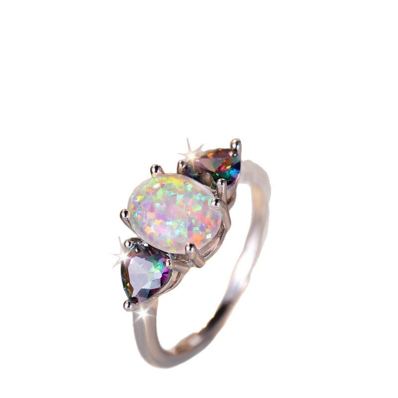 Boho White Opal Ring