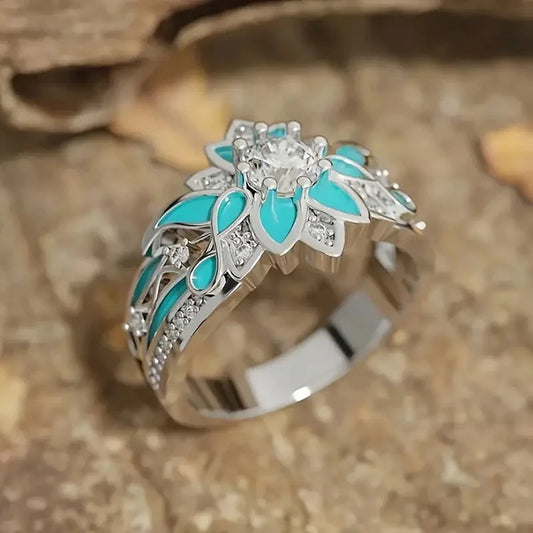 Vintage Drip Oil Flower Ring