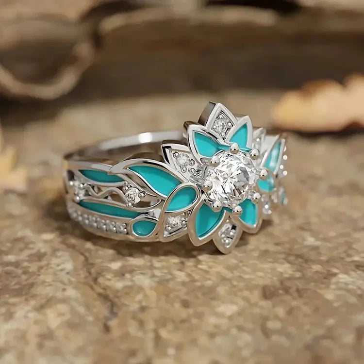 Vintage Drip Oil Flower Ring